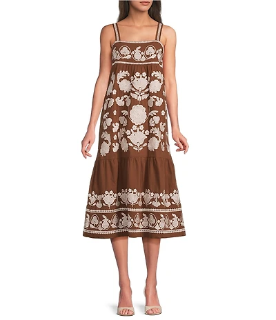 J.Marie Landon Sleeveless Embroidered Midi Dress