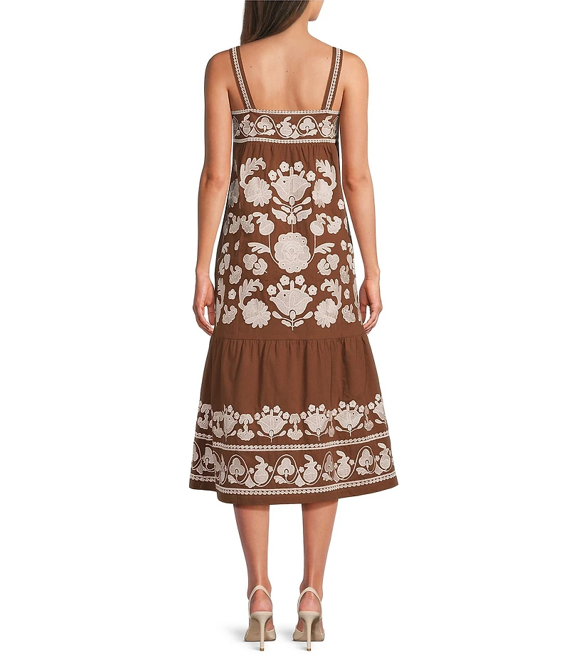 J.Marie Landon Sleeveless Embroidered Midi Dress