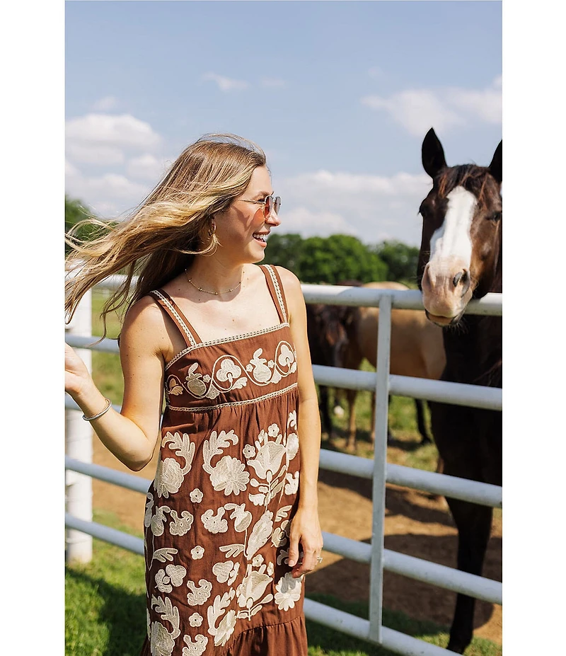 J.Marie Landon Sleeveless Embroidered Midi Dress