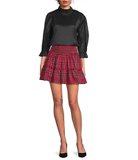 J.Marie Liv Woven Long Sleeve Mock Neckline Bow Back Top