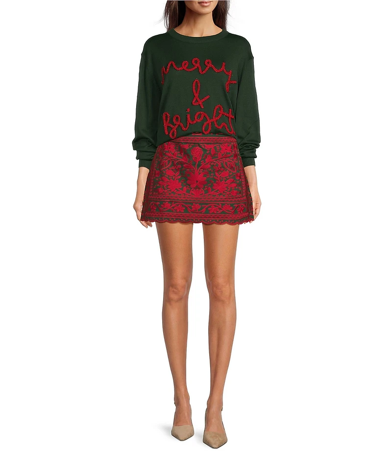 J.Marie Lulu Embroidered Mini Skirt