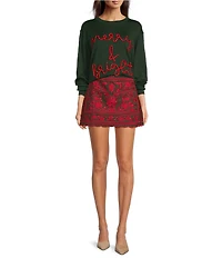 J.Marie Lulu Embroidered Mini Skirt