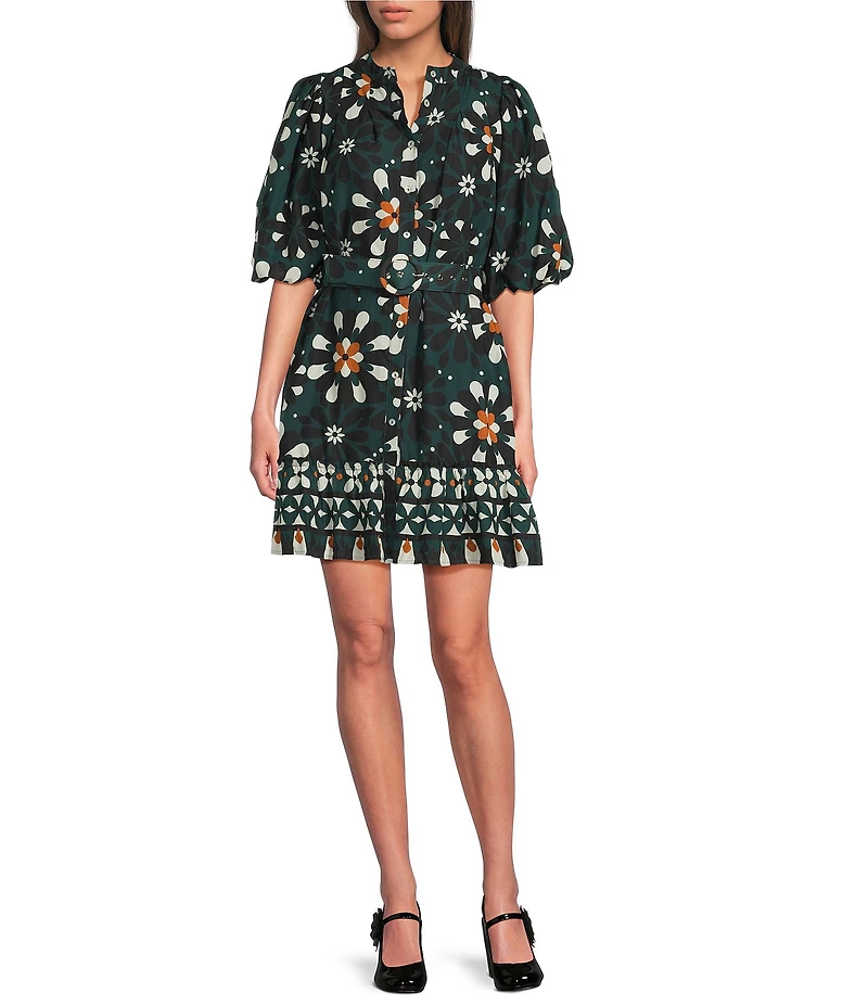 J.Marie Maxine Short Sleeve Button Down Belted Dress