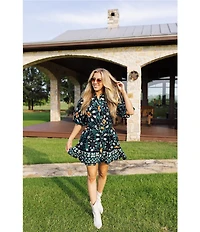 J.Marie Maxine Short Sleeve Button Down Belted Dress
