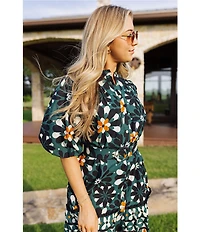 J.Marie Maxine Short Sleeve Button Down Belted Dress