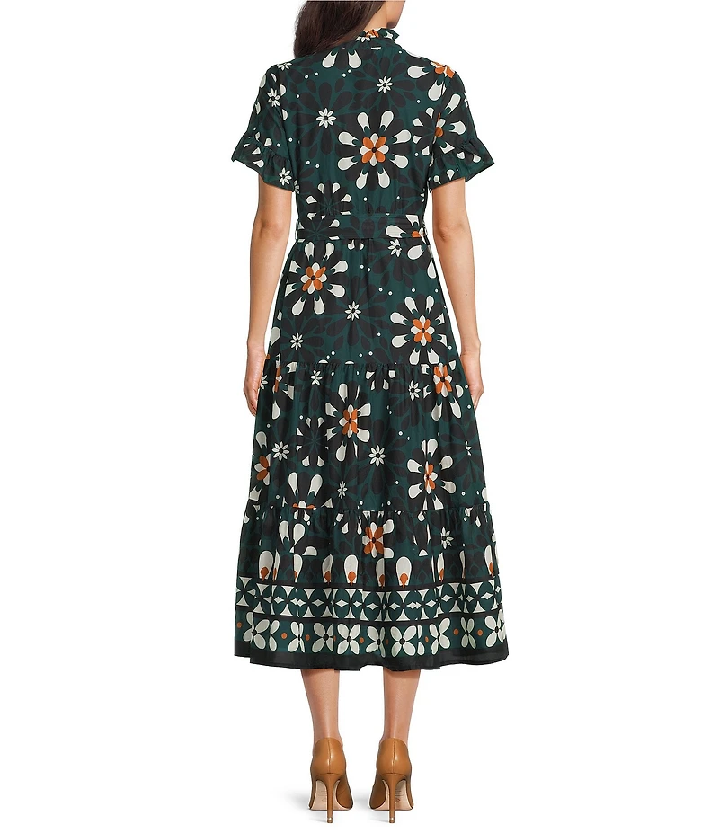 J.Marie Maxine Short Sleeve Button Front Midi Dress
