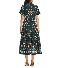 J.Marie Maxine Short Sleeve Button Front Midi Dress