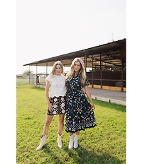 J.Marie Maxine Short Sleeve Button Front Midi Dress