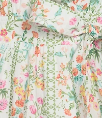 J.Marie Nora Floral Ruffle Wrap V-Neckline Belted A-Line Dress