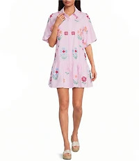 J.Marie Piper Button Down Embroidered Shirt Dress