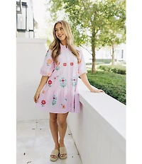 J.Marie Piper Button Down Embroidered Shirt Dress