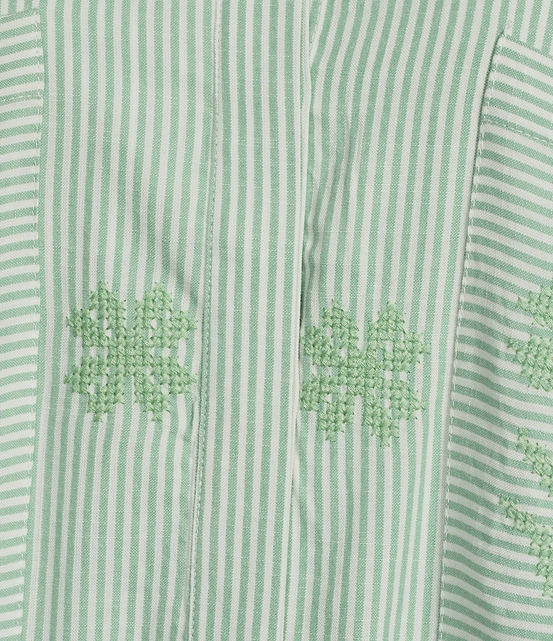 J.Marie Poppy Button Down Collared Short Puff Sleeve Tiered Shirt Dress