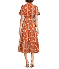 J.Marie Short Sleeve Button Front Midi Dress