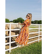 J.Marie Short Sleeve Button Front Midi Dress