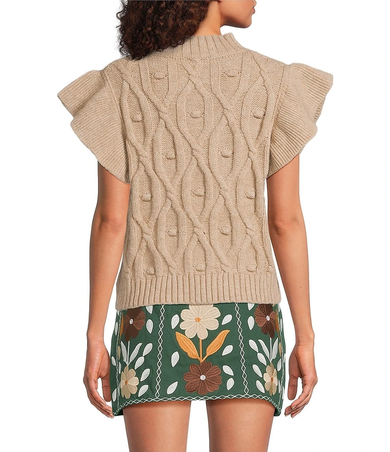 J.Marie Elliot Short Sleeve Crew Neck Cable Sweater