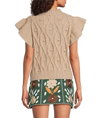 J.Marie Elliot Short Sleeve Crew Neck Cable Sweater