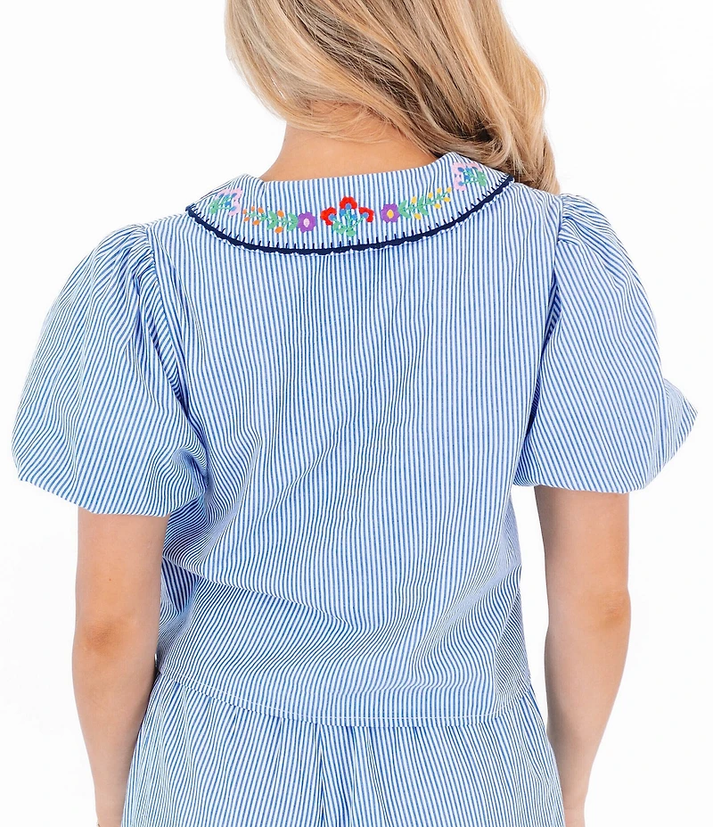 J.Marie Tristen Embroidered Collared Coordinating Blouse