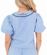 J.Marie Tristen Embroidered Collared Coordinating Blouse