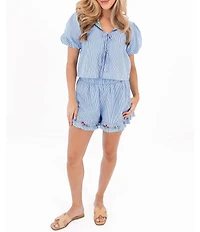 J.Marie Tristen Embroidered Collared Coordinating Blouse