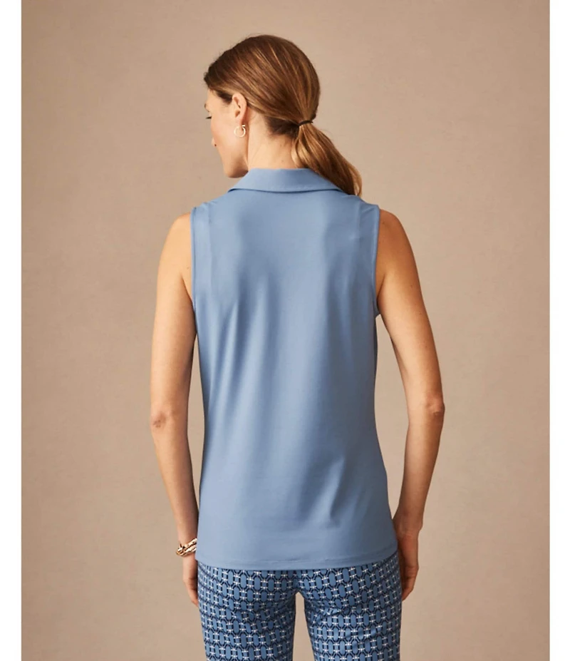J.McLaughlin Aida Catalina Cloth Knit Point Collar Sleeveless Top