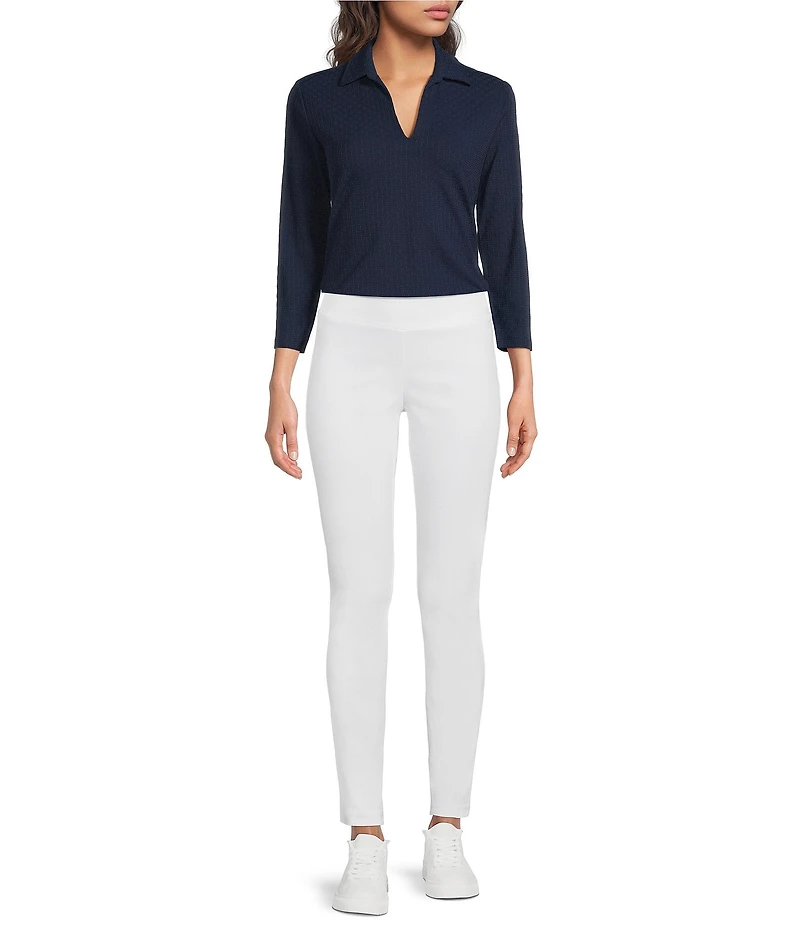 J.McLaughlin Aida Knit Point Collar V-Neck Long Sleeve Top