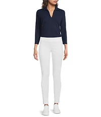 J.McLaughlin Aida Knit Point Collar V-Neck Long Sleeve Top