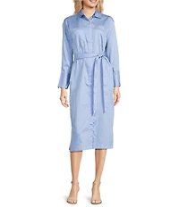 J.McLaughlin Aida Printed Catalina Cloth Split V-Neck 3/4 Sleeve Belted Midi Dress