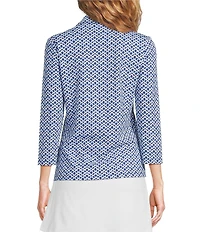 J.McLaughlin Aida Printed Catalina Cloth Split V-Neck 3/4 Sleeve Top