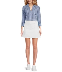 J.McLaughlin Aida Printed Catalina Cloth Split V-Neck 3/4 Sleeve Top