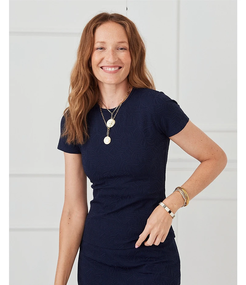 J.McLaughlin Allie Cotton Blend Knit Crew Neck Short Sleeve Tee