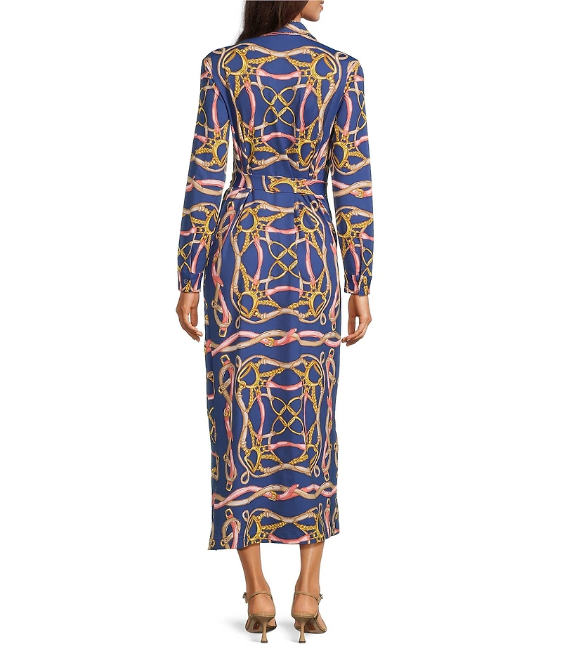 J.McLaughlin Amory Printed Catalina Cloth Point Collar Long Sleeve Maxi Dress