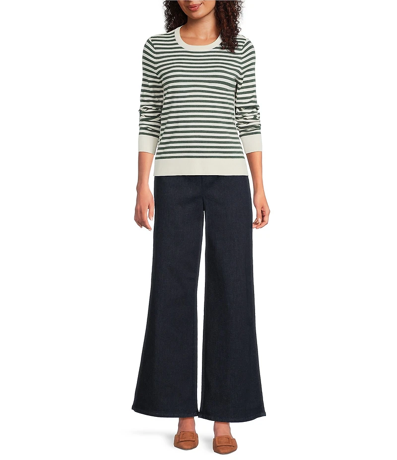 J.McLaughlin Anderson Denim Flat Front Wide Leg Pull-On Jeans