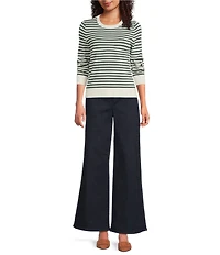 J.McLaughlin Anderson Denim Flat Front Wide Leg Pull-On Jeans