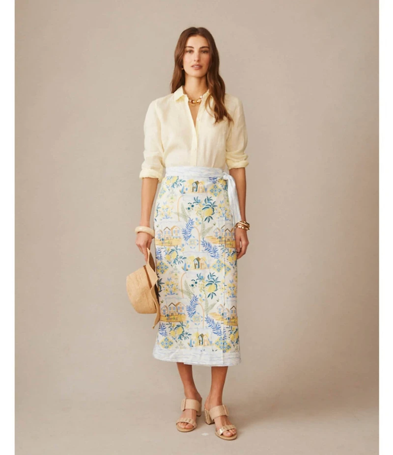 J.McLaughlin Ardis Combo Print Tie Waist Wrap Skirt