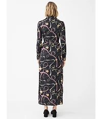 J.McLaughlin Armory Catiline Cloth Point Collar Button Front Long Sleeve Self-Tie Midi Shirt Dress