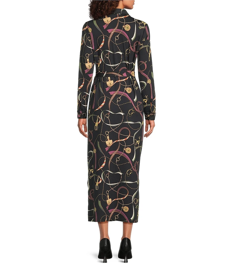 J.McLaughlin Armory Catiline Cloth Point Collar Button Front Long Sleeve Self-Tie Midi Shirt Dress