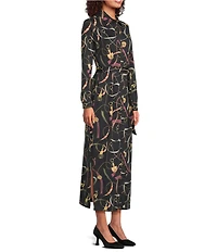 J.McLaughlin Armory Catiline Cloth Point Collar Button Front Long Sleeve Self-Tie Midi Shirt Dress