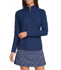 J.McLaughlin Bedford Knit Catalina Cloth Stand Collar Half Zip Long Sleeve Pullover