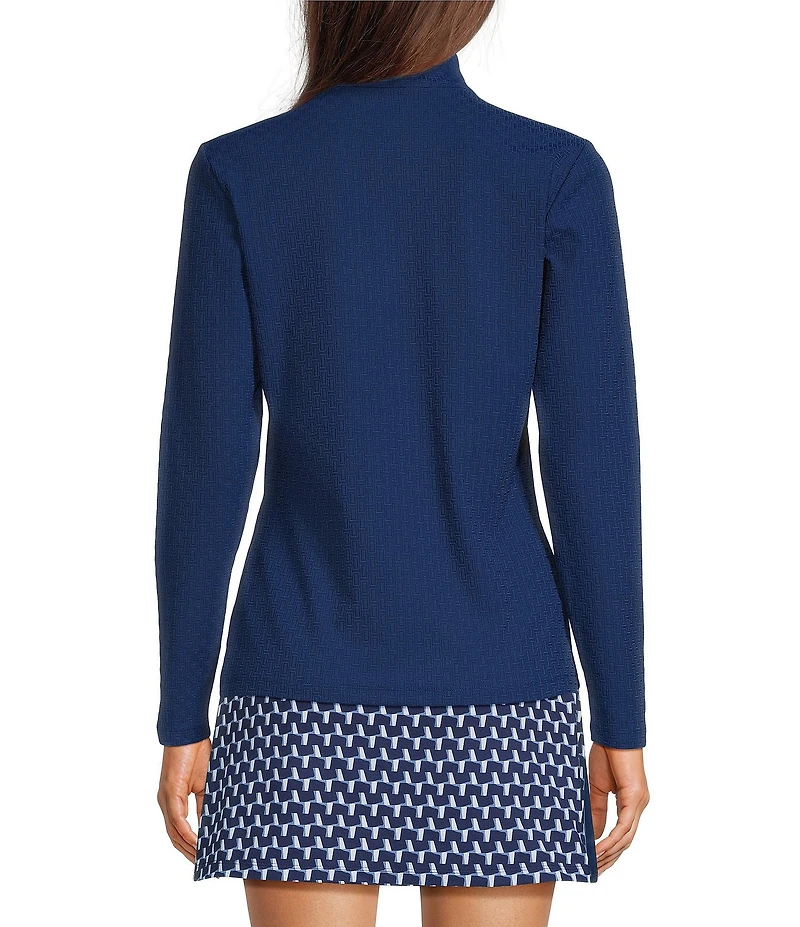 J.McLaughlin Bedford Knit Catalina Cloth Stand Collar Half Zip Long Sleeve Pullover