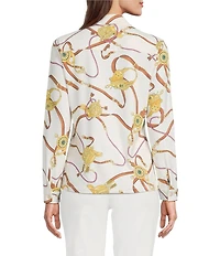 J.McLaughlin Betty Printed Catalina Cloth Point Collar Long Sleeve Button Front Top