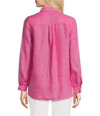 J.McLaughlin Britt Linen Point Collar Long Sleeve Button Front Blouse