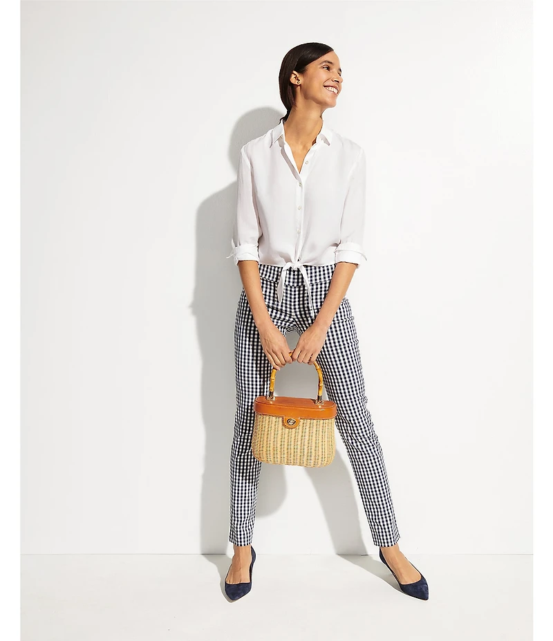 J.McLaughlin Britt Linen Point Collar Long Sleeve Button Front Blouse
