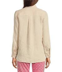 J.McLaughlin Britt Linen Point Collar Long Sleeve Button Front Blouse