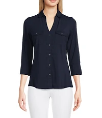 J.McLaughlin Brynn 3/4 Sleeve Point Collar Shirt