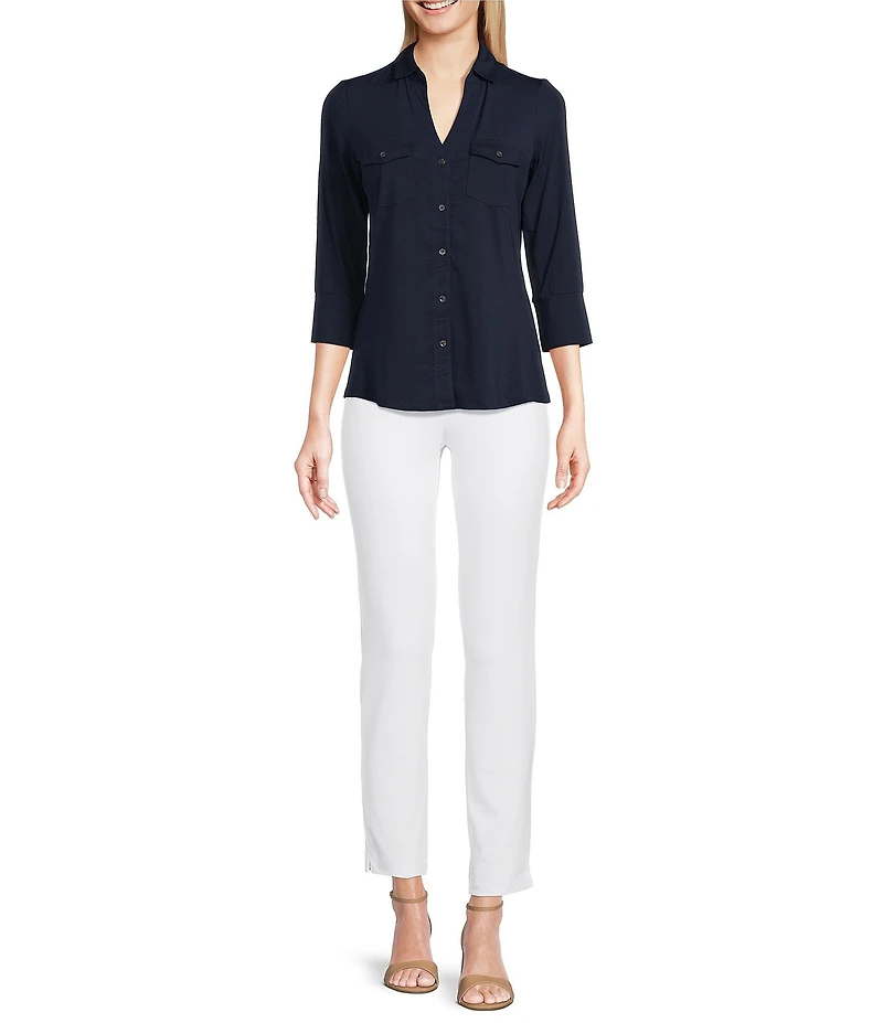 J.McLaughlin Brynn 3/4 Sleeve Point Collar Shirt