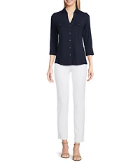 J.McLaughlin Brynn 3/4 Sleeve Point Collar Shirt