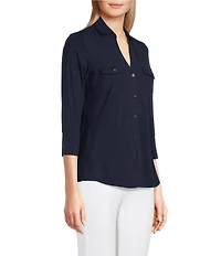 J.McLaughlin Brynn 3/4 Sleeve Point Collar Shirt