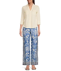 J.McLaughlin Brynn 3/4 Sleeve Point Collar Shirt