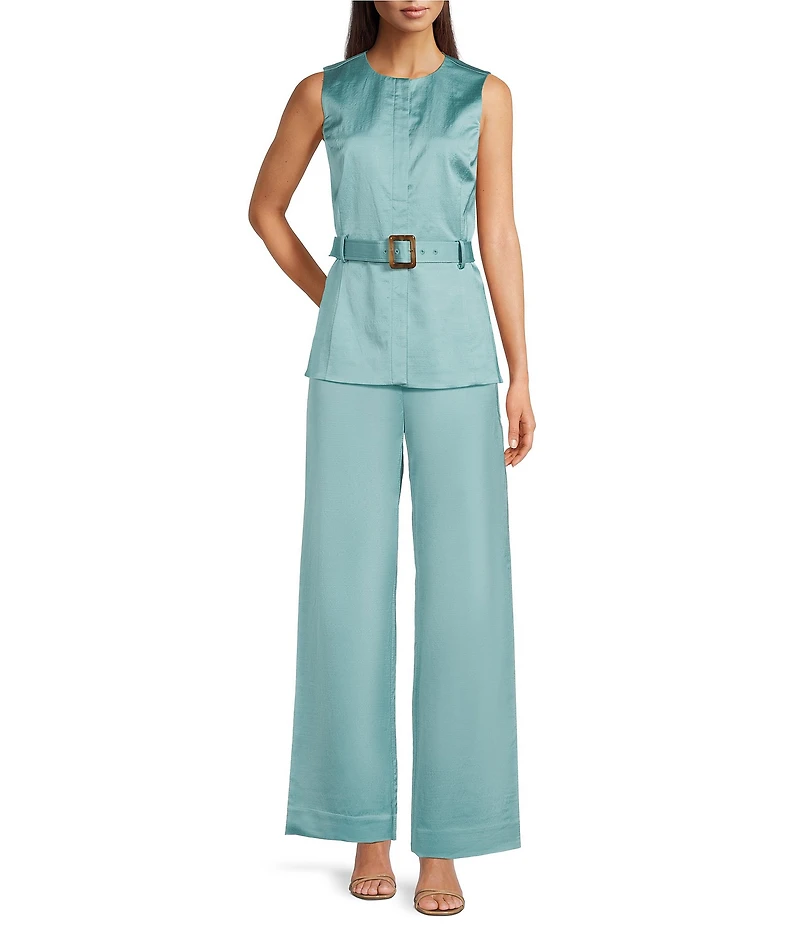 J.McLaughlin Carter Dupioni Flat Front Wide Leg Coordinating Pants