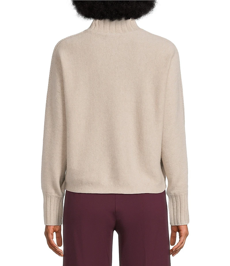 J.McLaughlin Cashmere Horizontal Knit Oversized Turtleneck Long Sleeve Sweater
